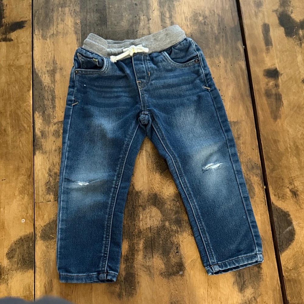 Cat & Jack Blue Jeans with Gray Waistband